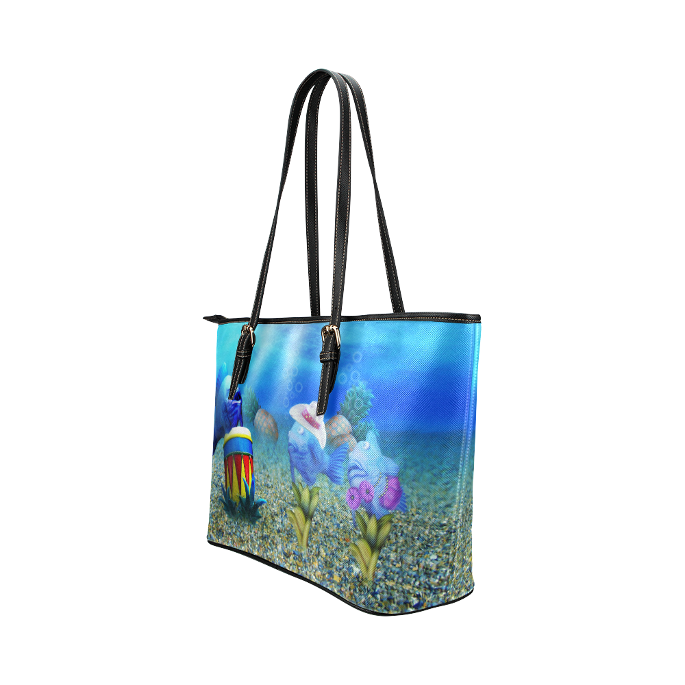 The Singing Fish Leather Tote Bag/Small (Model 1651)