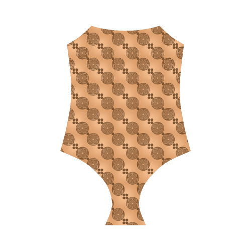 Brown Chocolate Wheels Pattern Strap Swimsuit ( Model S05)