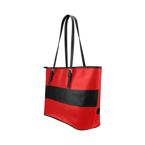 BLACK STRIPE + Message: Good buy my Love Leather Tote Bag/Small (Model 1651)