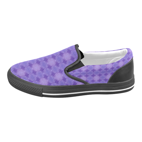 FLOWER OF LIFE stamp pattern purple violet Women's Unusual Slip-on Canvas Shoes (Model 019)