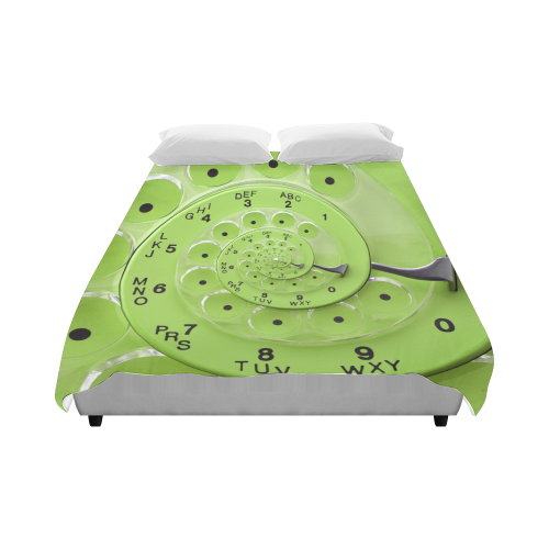 Retro Vintage Lime Green Rotary Dial Spiral Droste Duvet Cover 86"x70" ( All-over-print)