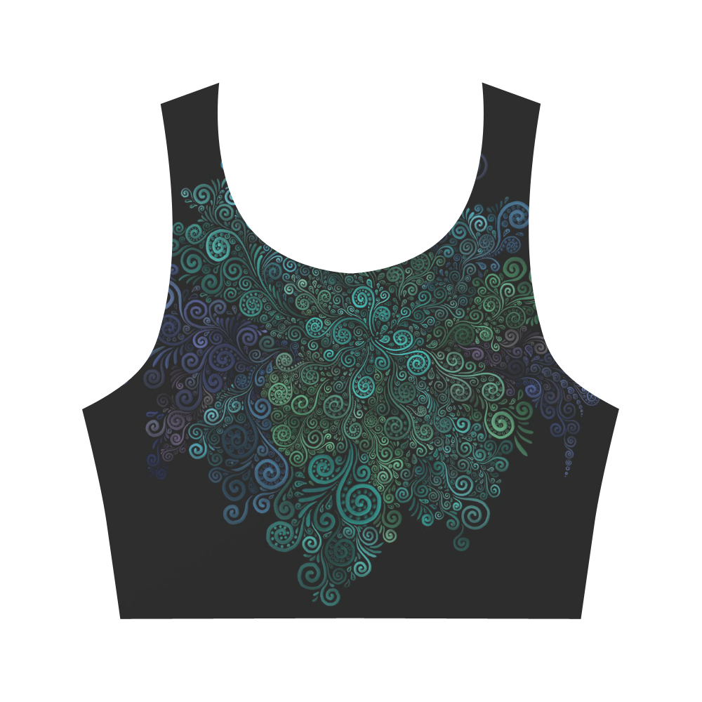 Turquoise 3D Rose Women's Crop Top (Model T42)