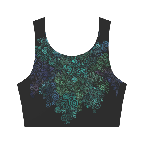 Turquoise 3D Rose Women's Crop Top (Model T42)