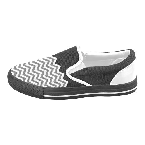 HIPSTER zigzag chevron pattern white Women's Unusual Slip-on Canvas Shoes (Model 019)