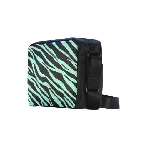 Mint Green Zebra Stripes Classic Cross-body Nylon Bags (Model 1632)