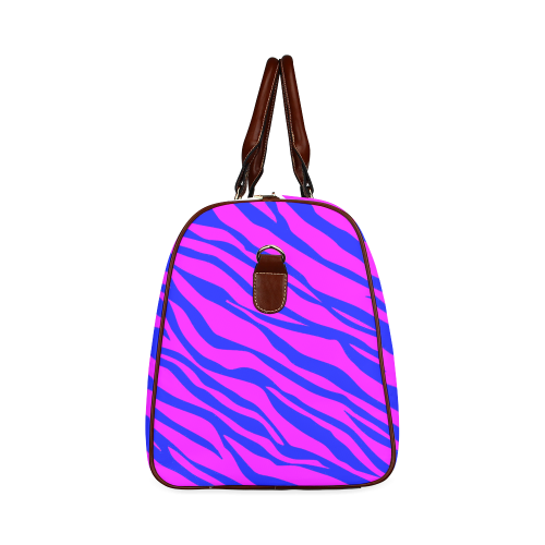 Hot Pink Blue Zebra Stripes Waterproof Travel Bag/Small (Model 1639)