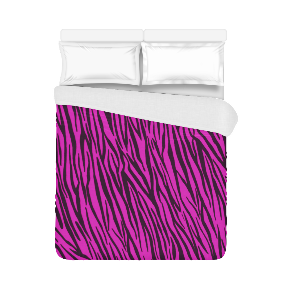 Hot Pink Zebra Stripes Duvet Cover 86"x70" ( All-over-print)