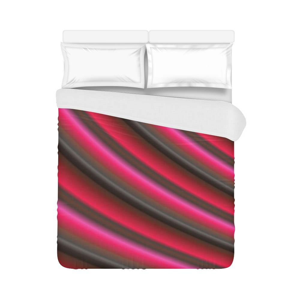 Rose Red Gradient Stripes Duvet Cover 86"x70" ( All-over-print)