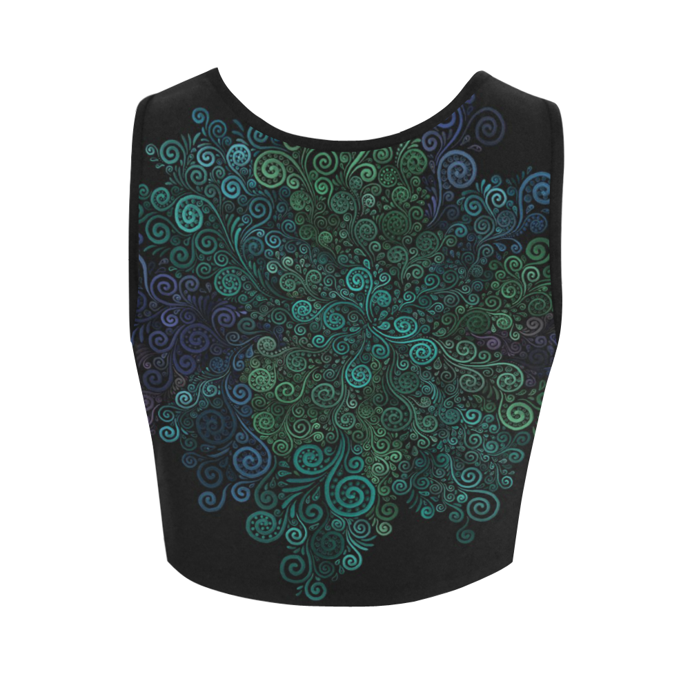 Turquoise 3D Rose Women's Crop Top (Model T42)