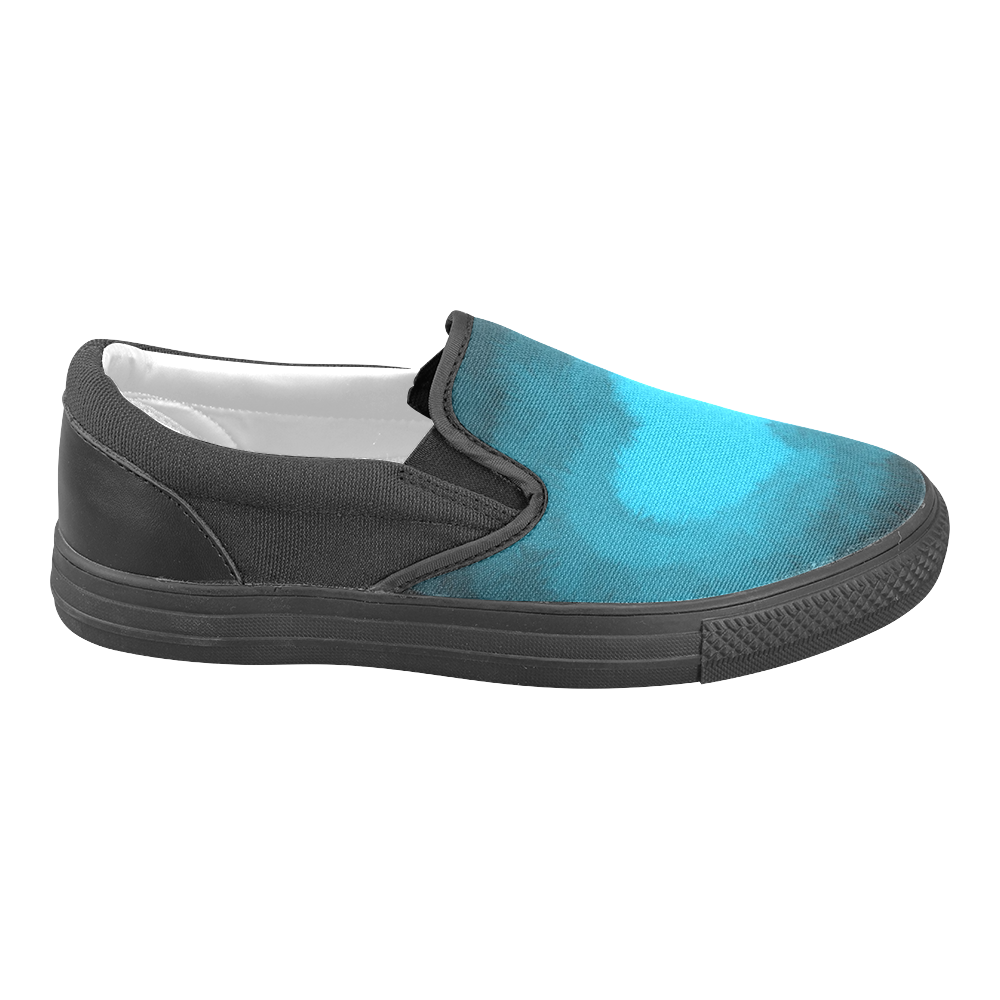 Blue Fluffy Heart Men's Unusual Slip-on Canvas Shoes (Model 019)