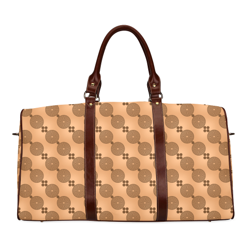 Brown Chocolate Wheels Pattern Waterproof Travel Bag/Large (Model 1639)