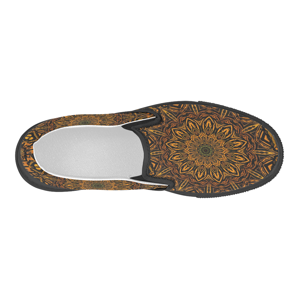 Golden Mandala Women's Slip-on Canvas Shoes (Model 019)