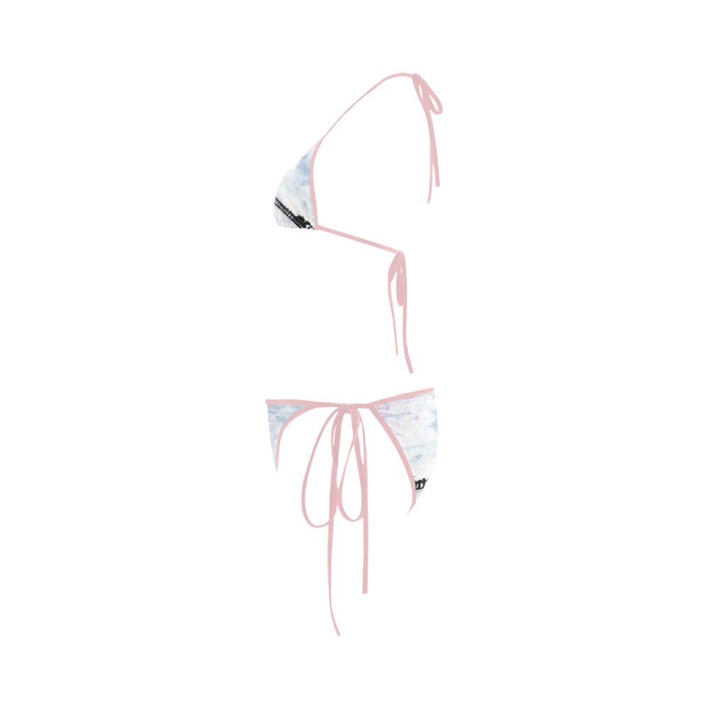 Pink Grunge Santa Monica Pier (pink) Custom Bikini Swimsuit