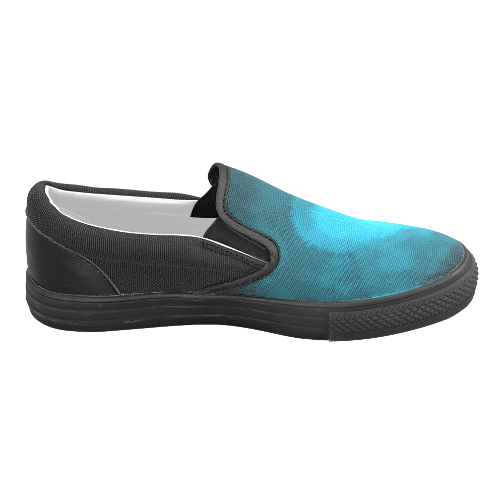 Blue Fluffy Heart Men's Unusual Slip-on Canvas Shoes (Model 019)