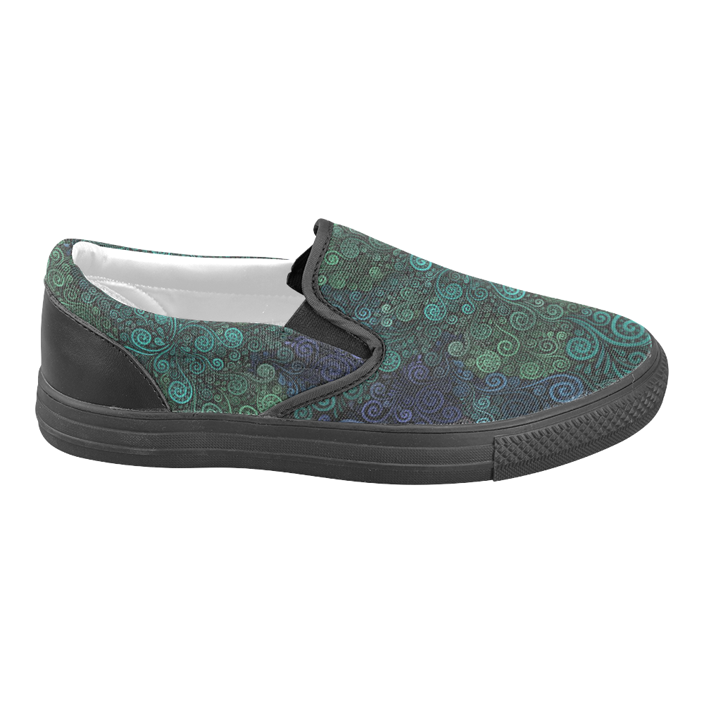 Turquoise 3D Rose Women's Unusual Slip-on Canvas Shoes (Model 019)