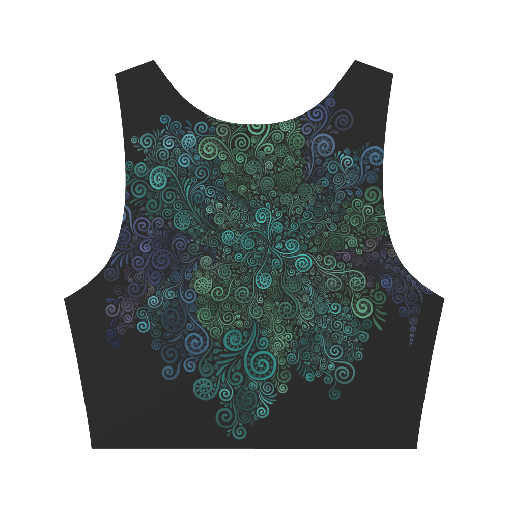 Turquoise 3D Rose Women's Crop Top (Model T42)