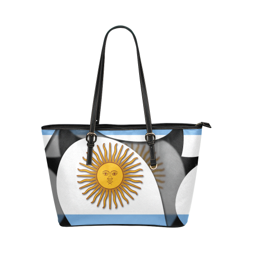 The Flag of Argentina Leather Tote Bag/Large (Model 1651)