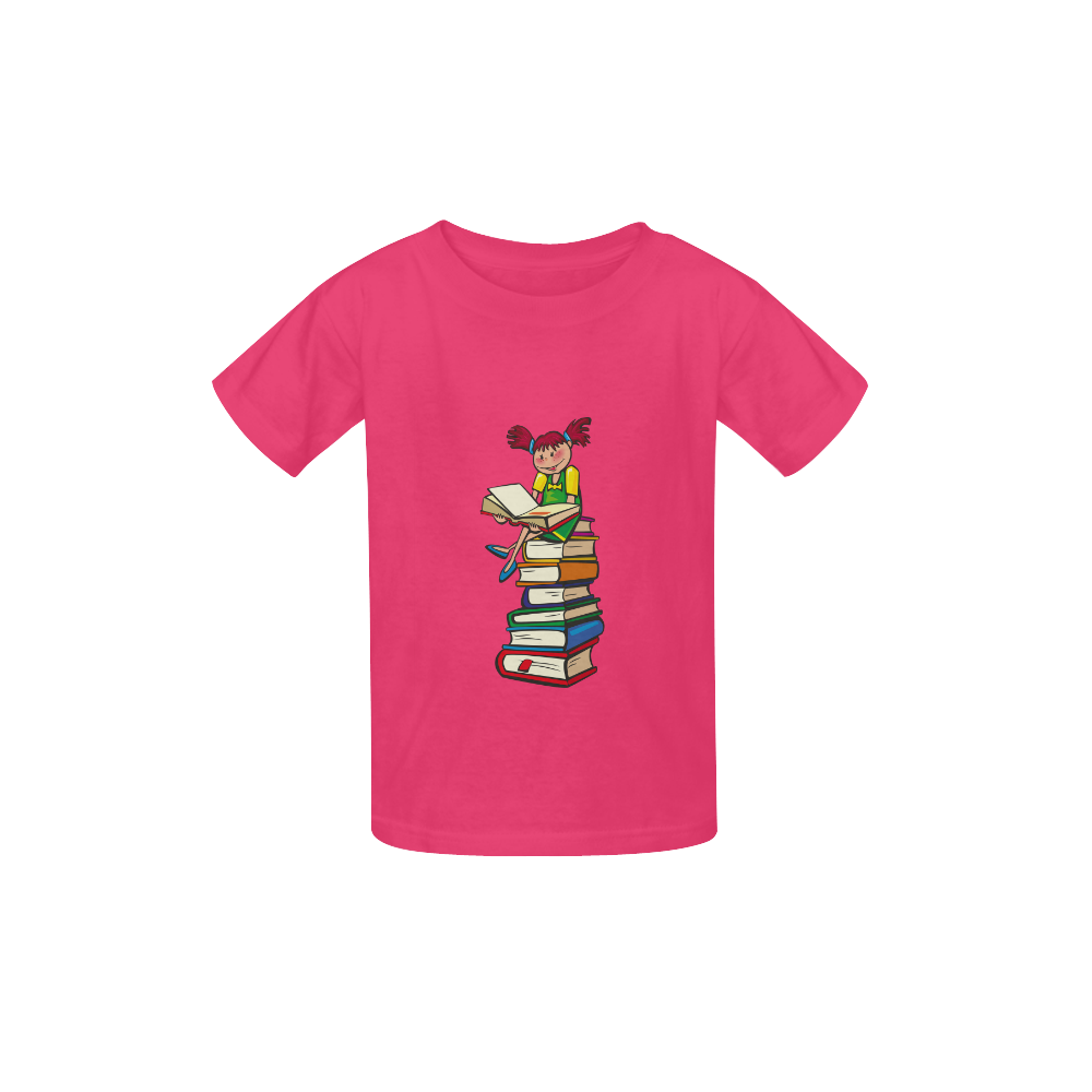 School Book Girl Reading Kid's  Classic T-shirt (Model T22)