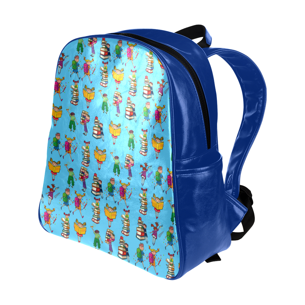 School Book Kids - Blue Multi-Pockets Backpack (Model 1636)