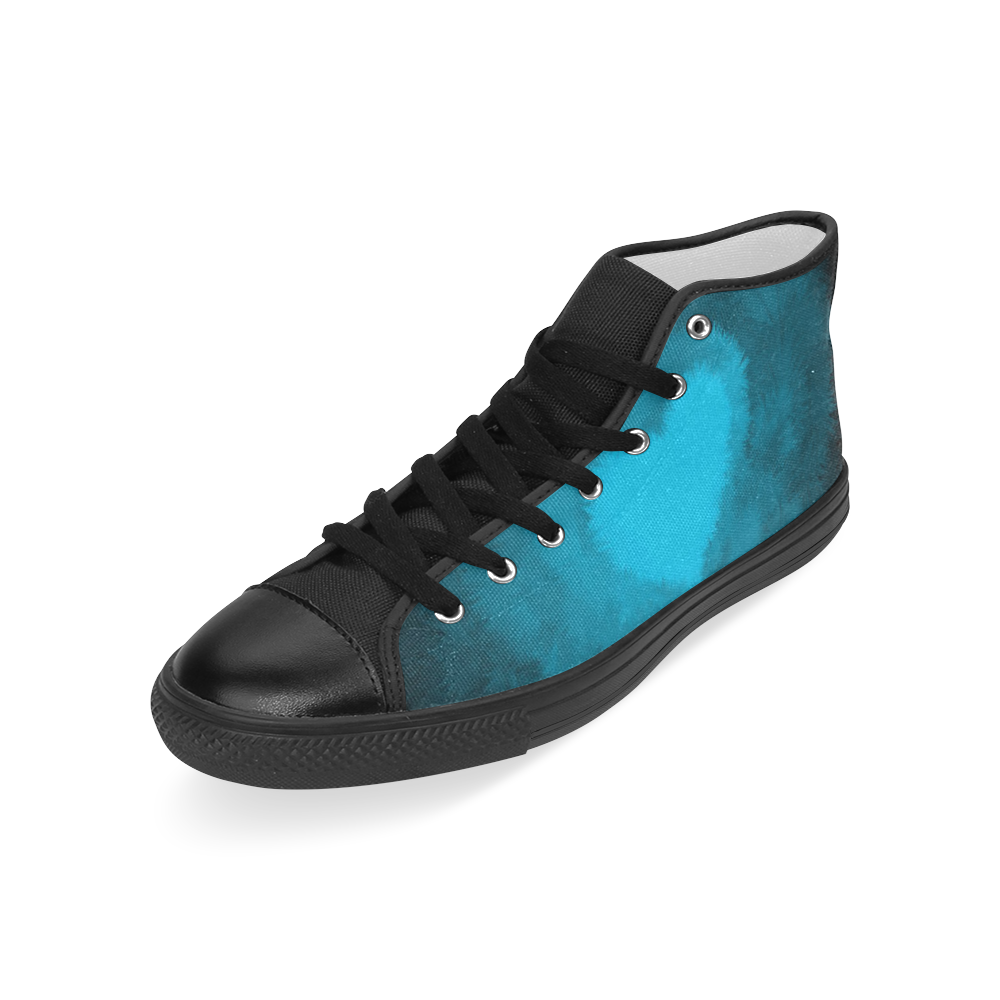 Blue Fluffy Heart Men’s Classic High Top Canvas Shoes (Model 017)