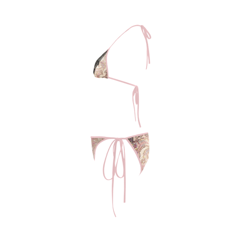 Floral Eiffel Tower (pastel pink) Custom Bikini Swimsuit