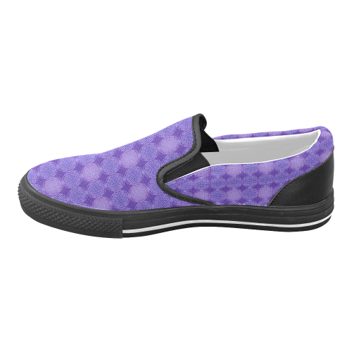 FLOWER OF LIFE stamp pattern purple violet Women's Unusual Slip-on Canvas Shoes (Model 019)