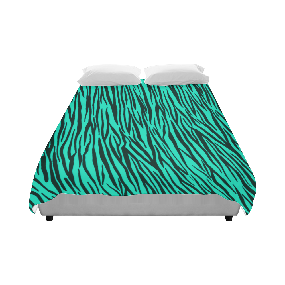 Turquoise Zebra Stripes Duvet Cover 86"x70" ( All-over-print)