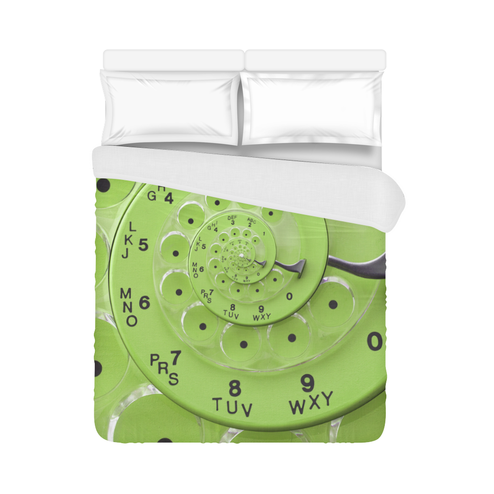 Retro Vintage Lime Green Rotary Dial Spiral Droste Duvet Cover 86"x70" ( All-over-print)
