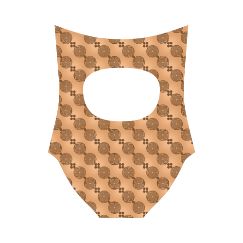 Brown Chocolate Wheels Pattern Strap Swimsuit ( Model S05)