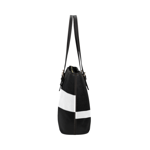 WHITE STRIPE + Message: Good buy my Love Leather Tote Bag/Small (Model 1651)