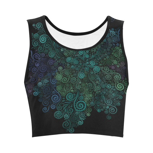 Turquoise 3D Rose Women's Crop Top (Model T42)