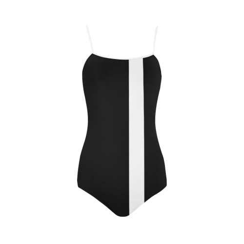 WHITE STRIPE + one color black Strap Swimsuit ( Model S05)