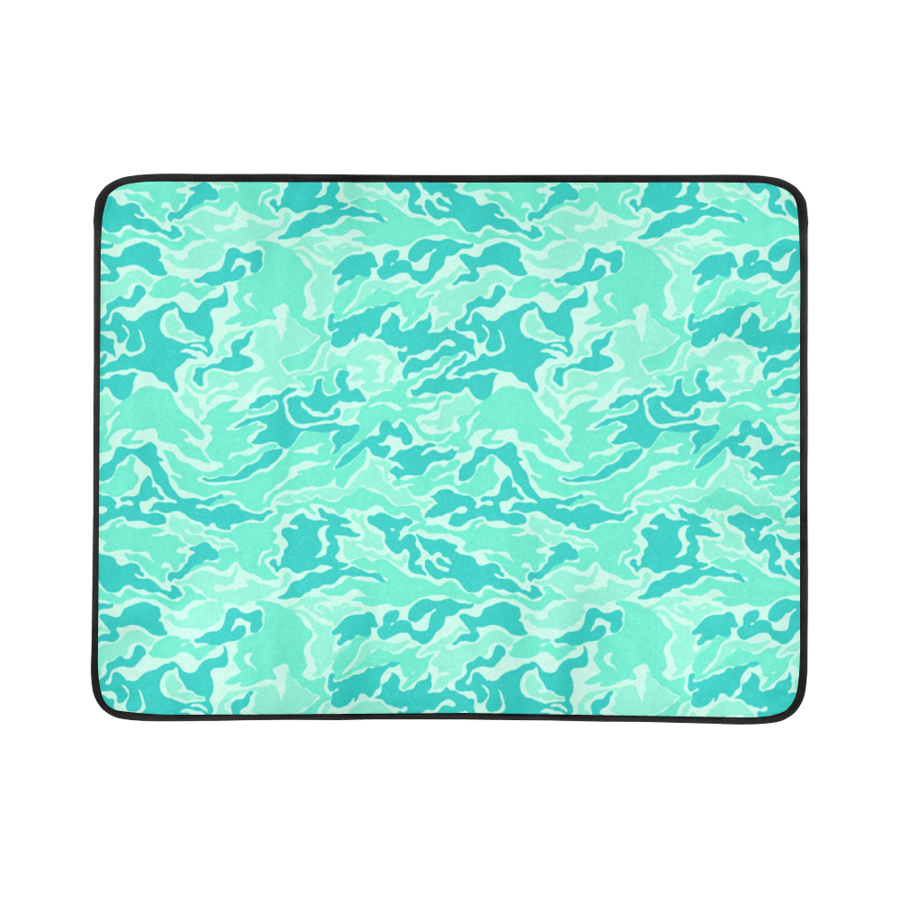 Turquoise Camo Camouflage Pattern Beach Mat 78"x 60"