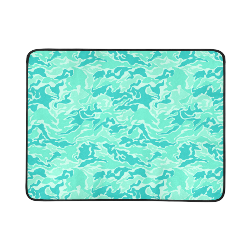 Turquoise Camo Camouflage Pattern Beach Mat 78"x 60"