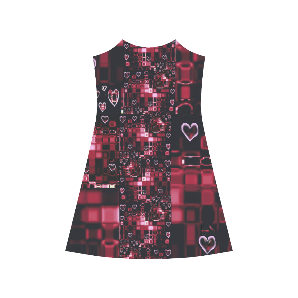 Digital Hearts on Dark Reds Alcestis Slip Dress (Model D05)