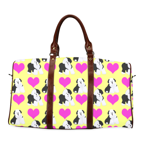 Puppy love-yellow Waterproof Travel Bag/Large (Model 1639)