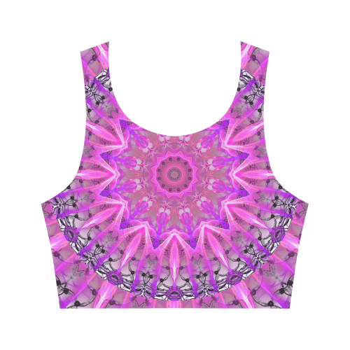 Lavender Lace Abstract Pink Light Love Lattice Women's Crop Top (Model T42)