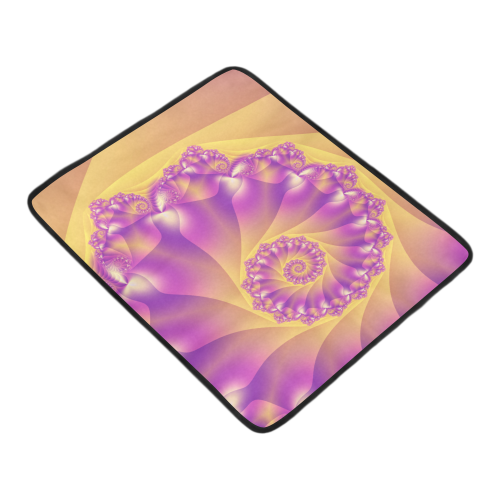 Yellow and Purple Spiral Fractal Beach Mat 78"x 60"