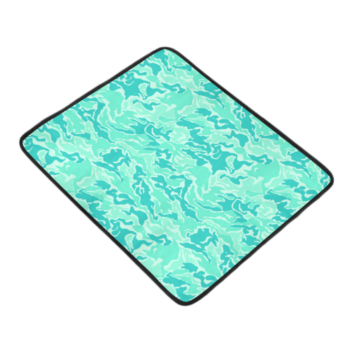 Turquoise Camo Camouflage Pattern Beach Mat 78"x 60"