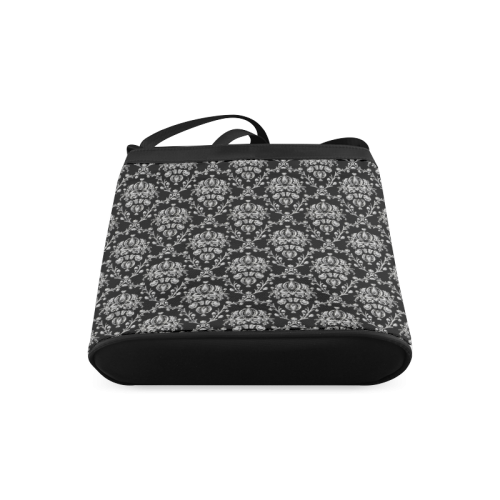 Elegant Black and Silver Damask Crossbody Bags (Model 1613)