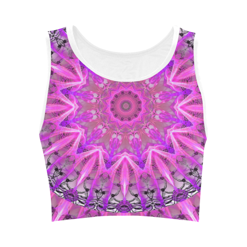 Lavender Lace Abstract Pink Light Love Lattice Women's Crop Top (Model T42)