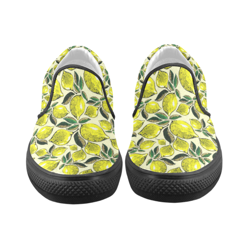 Lemon Juicy Vintage Pattern Men's Unusual Slip-on Canvas Shoes (Model 019)