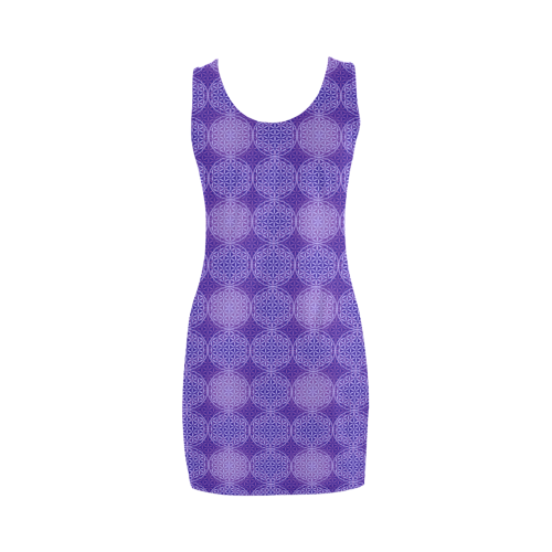 FLOWER OF LIFE stamp pattern purple violet Medea Vest Dress (Model D06)