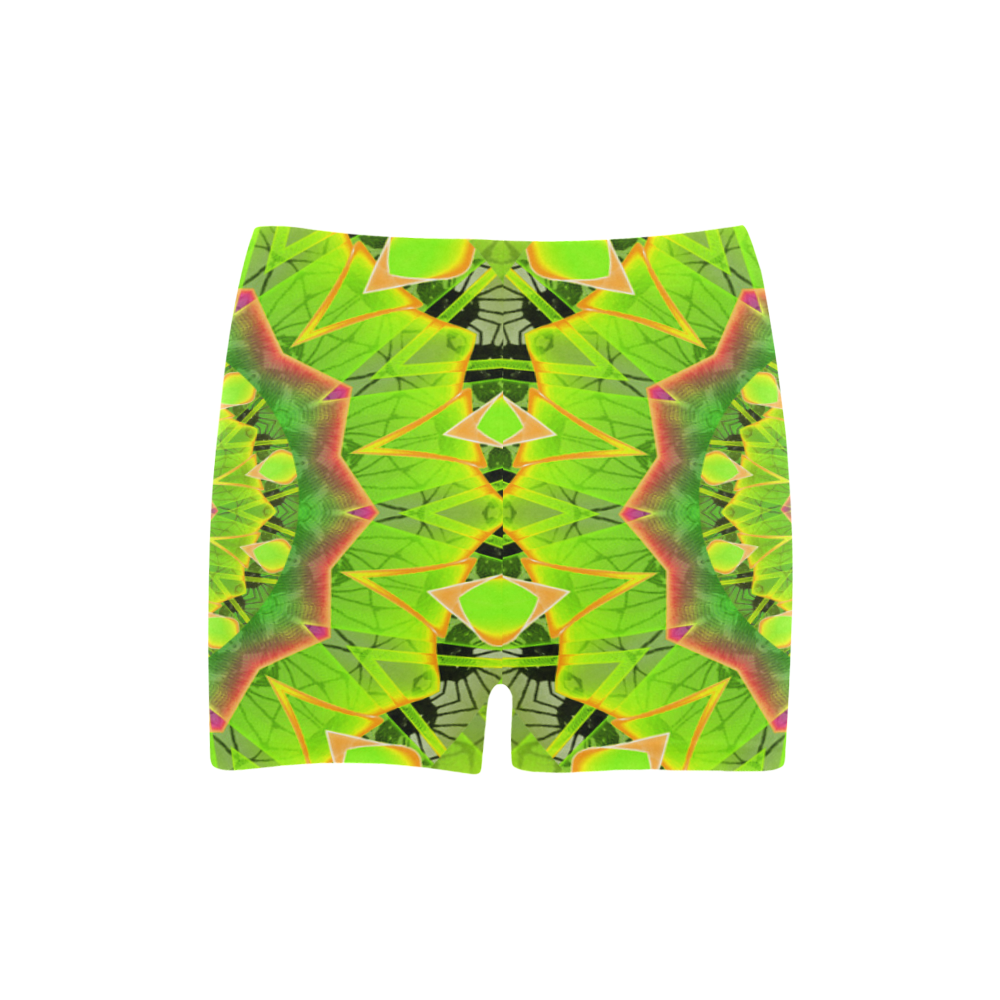 Golden Green Foliage Ferns Abstract Summer Days Briseis Skinny Shorts (Model L04)