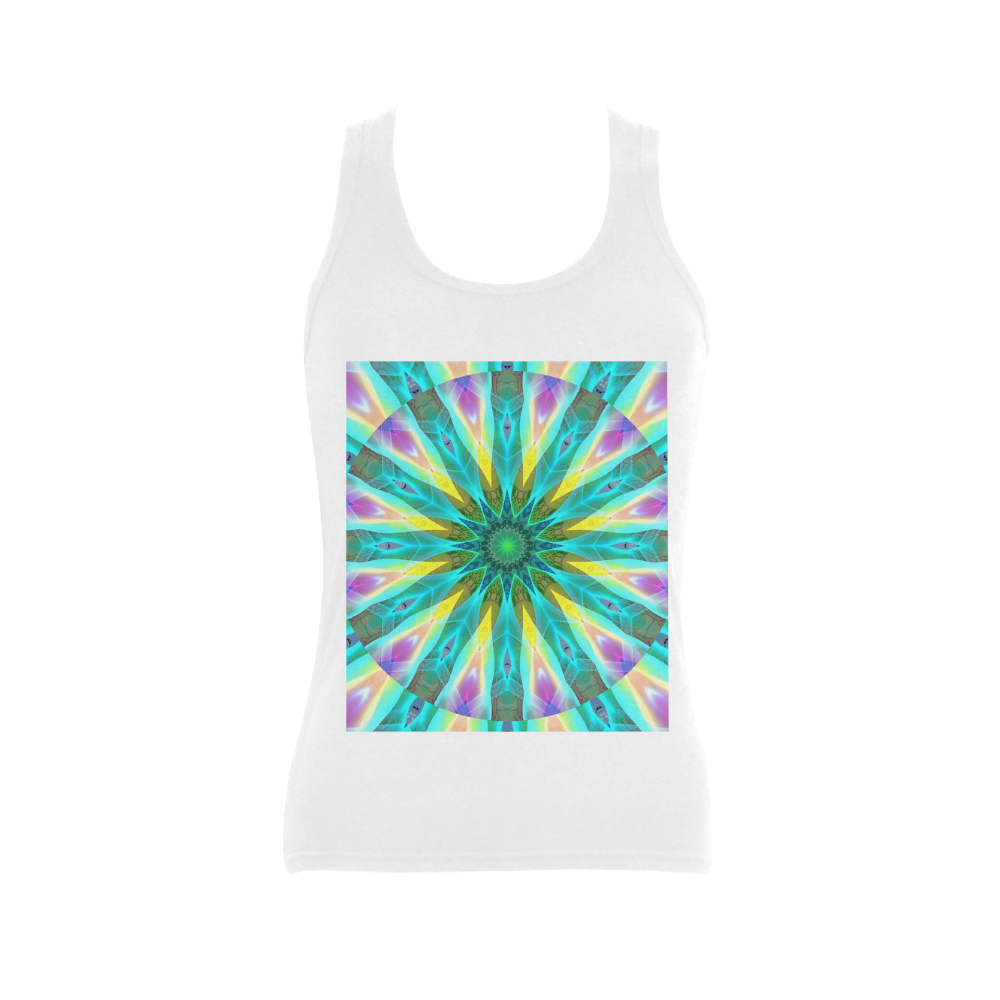 Golden Violet Peacock Sunrise Abstract Wind Flower Women's Shoulder-Free Tank Top (Model T35)