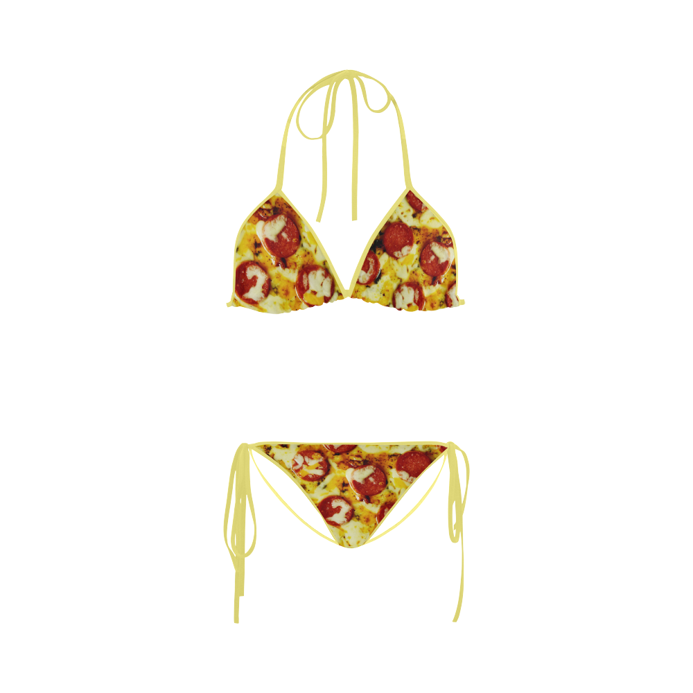 Novelty Cheesy Pepperoni Pizza Custom Bikini Swimsuit