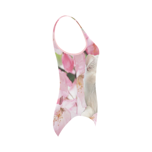 Cat and Flowers Vest One Piece Swimsuit (Model S04)