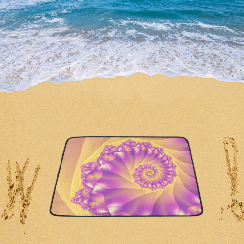 Yellow and Purple Spiral Fractal Beach Mat 78"x 60"