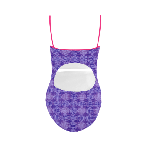 FLOWER OF LIFE stamp pattern purple violet Strap Swimsuit ( Model S05)