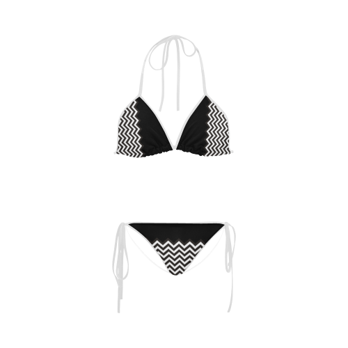 HIPSTER zigzag chevron pattern black & white Custom Bikini Swimsuit